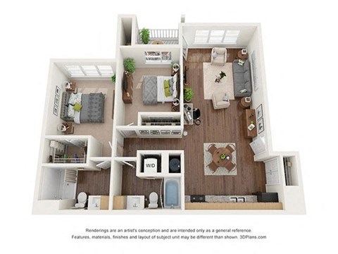 Two Bedroom (B2) Floor Plan at Ventura at Tradewinds, Texas